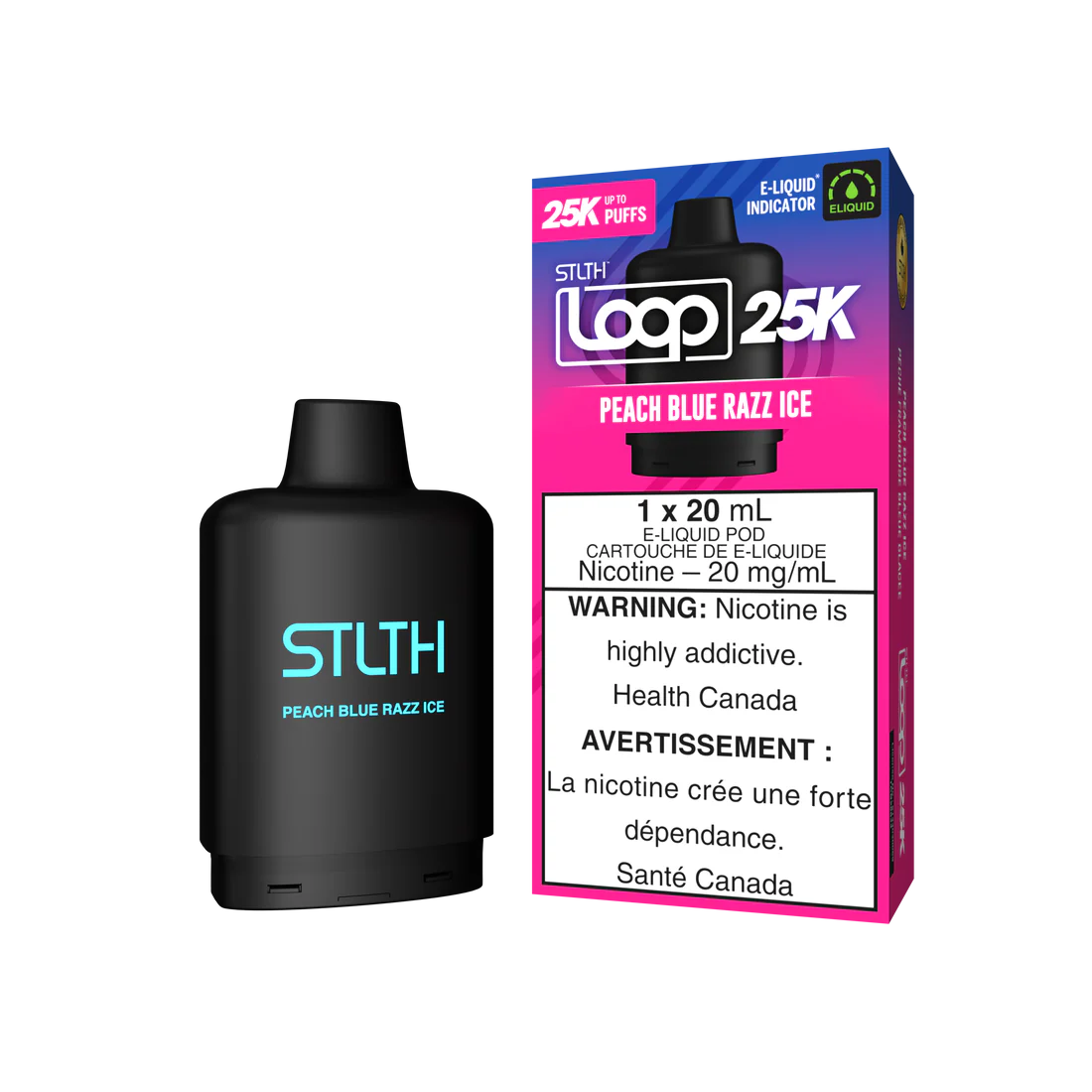 Stlth Loop Pod 25K Peach Blue Razz Ice 20mg - 20ml (Provincial)