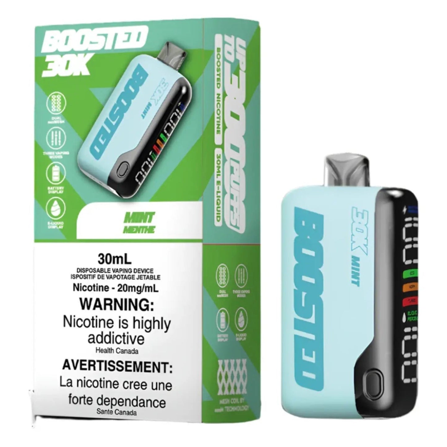 Boosted 30K Mint 20mg/mL disposable (Provincial)