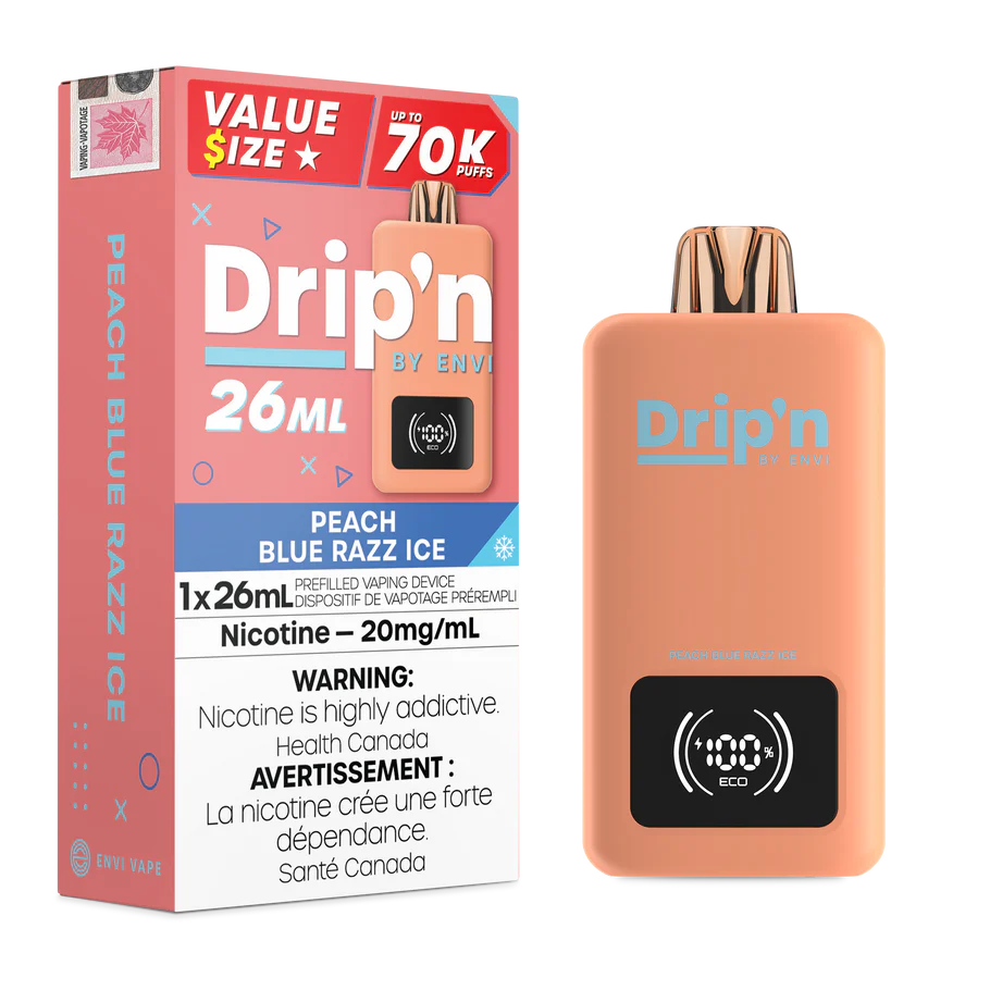 Drip’n by Envi 70K Peach Blue Razz Ice Disposable (Provincial)