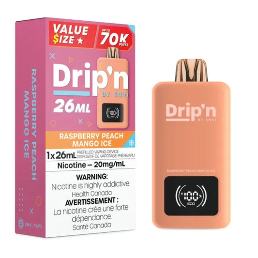Drip’n 70K Puff Raspberry Peach Mango Ice 20mg/mL disposable (Provincial)