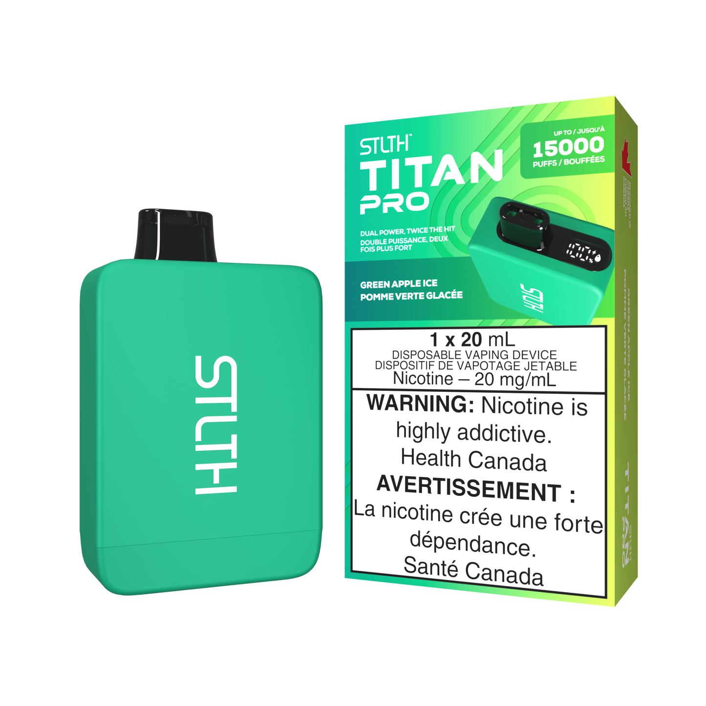 STLTH Titan Pro 15K Green Apple Ice 20mg/ml Disposable (Provincial)