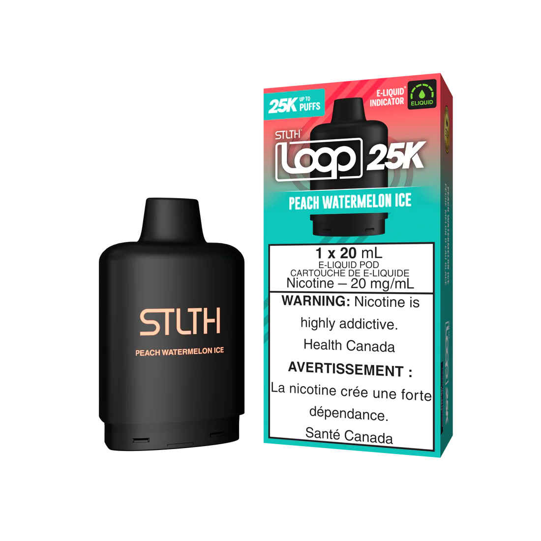 Stlth Loop Pod 25K Peach Watermelon Ice 20mg - 20ml (Provincial)
