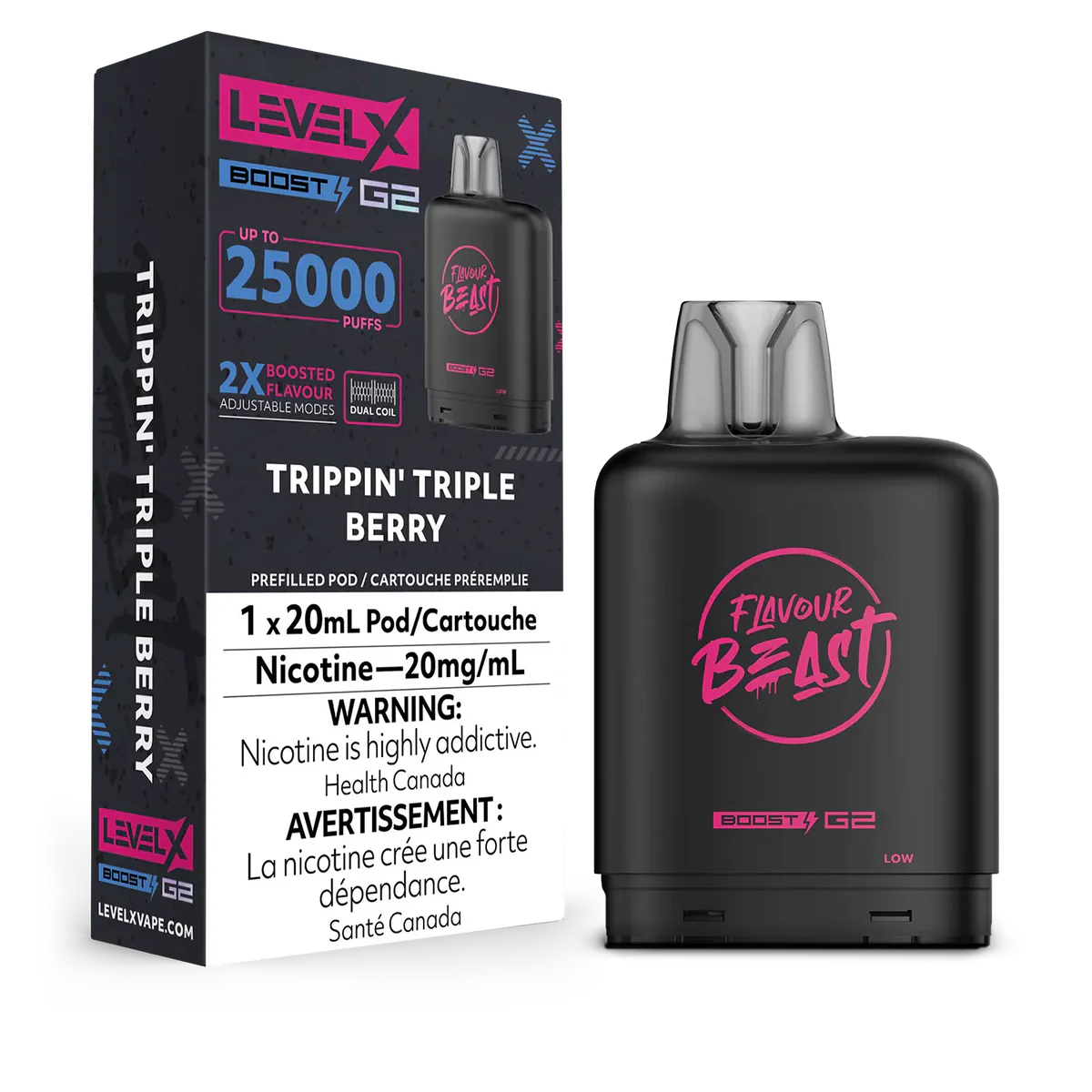 Flavour Beast LevelX Boost Pod G2 25K Trippin’ Triple Berry 20mg (Provincial)