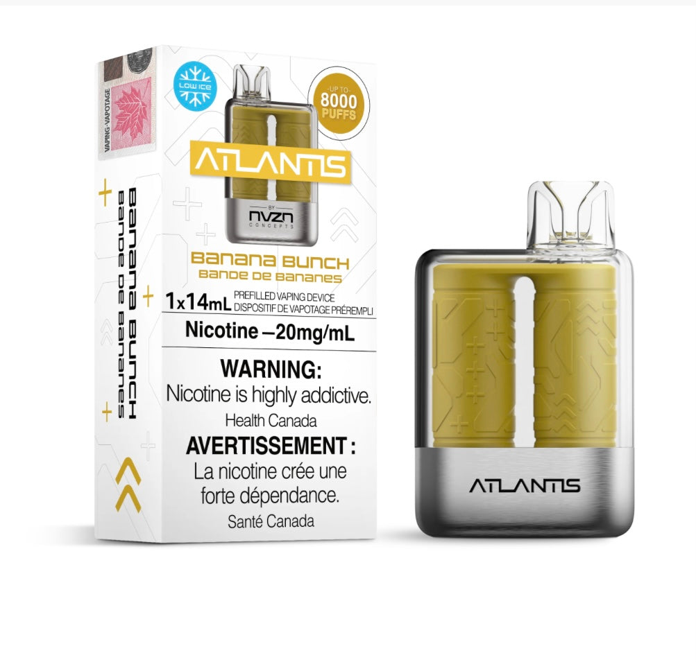 Atlantis By NZVN 8000 Banana Bunch 20mg disposable (Provincial)