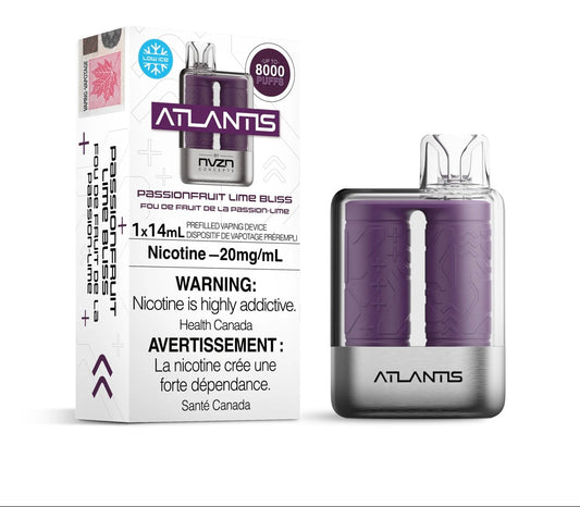 Atlantis By NZVN 8000 Passionfruit Lime Bliss 20mg disposable (Provincial)