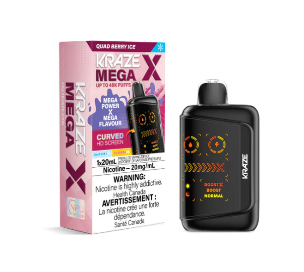 Kraze Mega X 48K Quad Berry Ice 20mg/mL Disposable (Provincial)