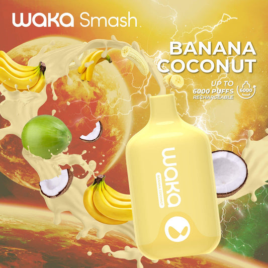Waka Smash 12mL Banana Coconut 18mg/ml disposable (Provincial)