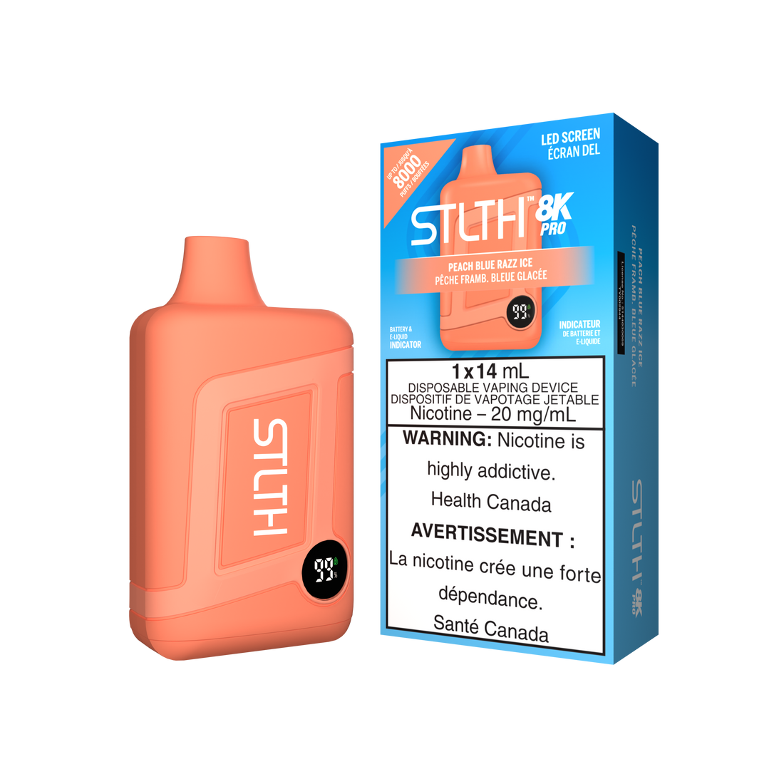 Stlth 8KPro Peach Blue Razz Ice 20mg disposable (Provincial)