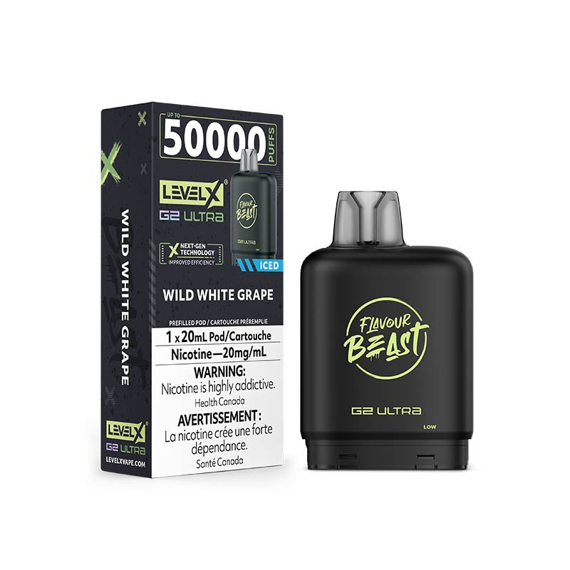 Flavour Beast Level X G2 Ultra Wild White Grape Ice 50k Puffs Pod (Provincial)