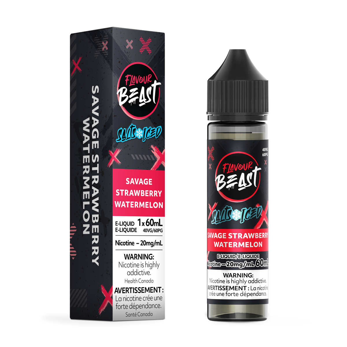 Flavour Beast E-Liquid Savage Strawberry Watermelon iced  20mg - 60ml (Provincial)