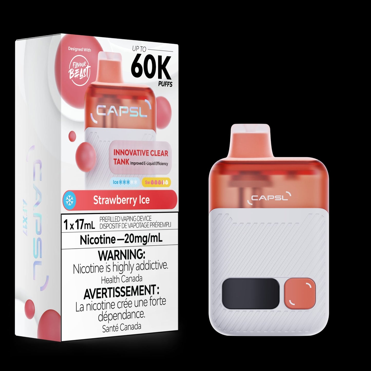 CAPSL 60k Strawberry Ice 20mg/ml Disposable (Provincial)