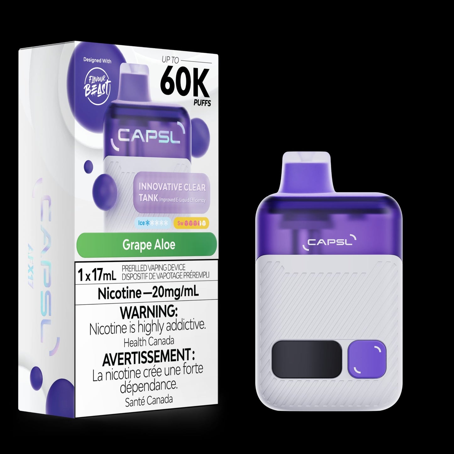 CAPSL 60k Grape Aloe 20mg/ml Disposable (Provincial)