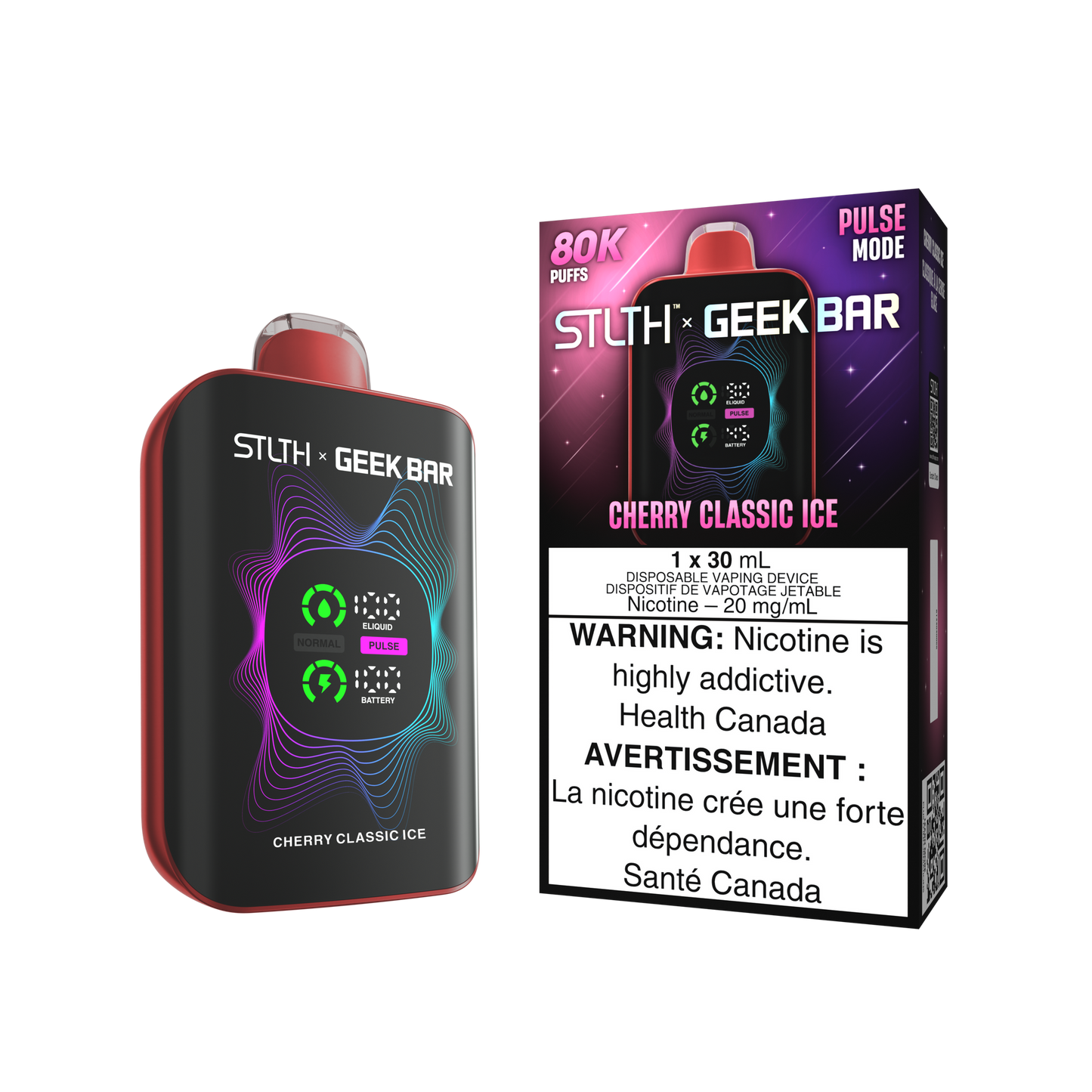 Stlth X Geekbar 80k Cherry Classic Ice 20mg/mL disposable (Provincial)