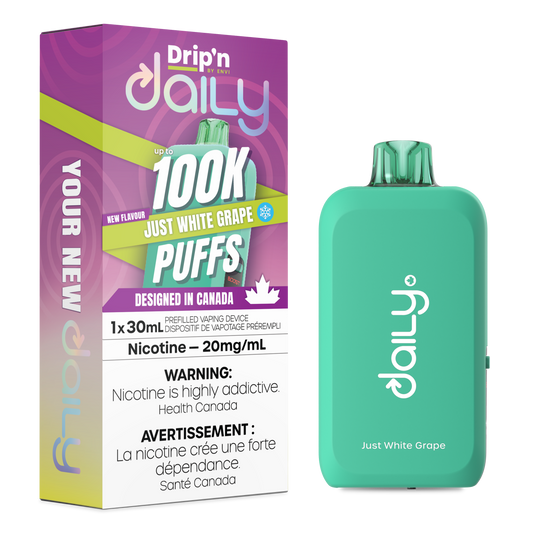 Drip’n Daily 100K Just White Grape 20mg/mL Disposable (Provincial)