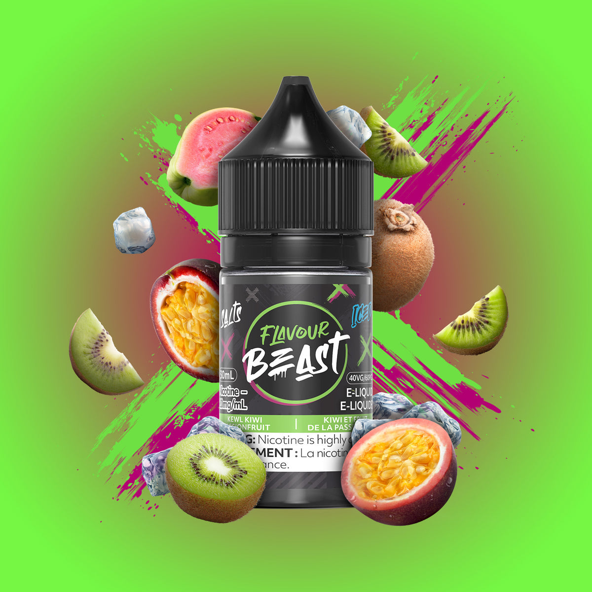 Flavour Beast E-liquid Kewl Kiwi Passionfruit iced 10mg - 30ml (Provincial)
