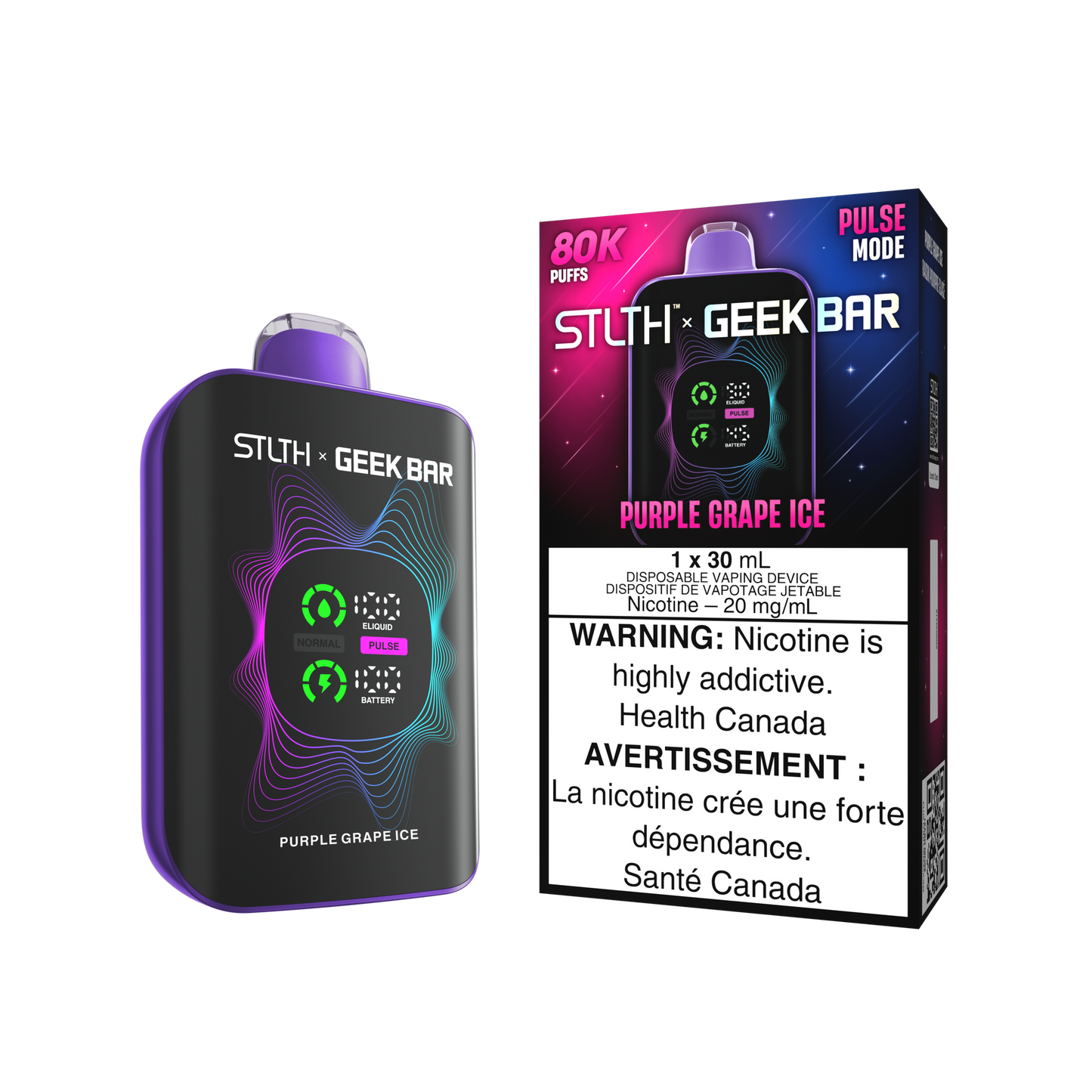 Stlth X Geekbar 80k Purple Grape Ice 20mg/mL disposable (Provincial)