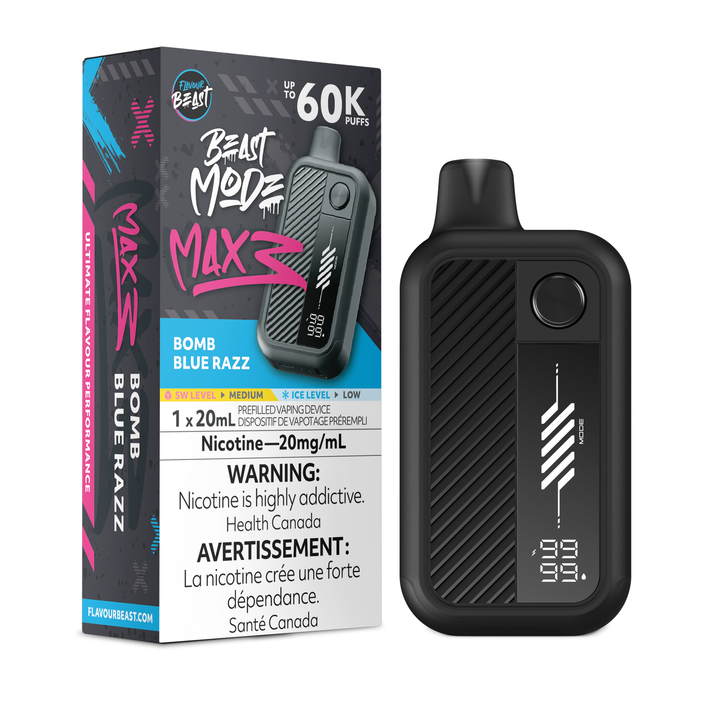 Flavour beast Mode Max 3 60K Bomb Blue Razz Disposable (Provincial)