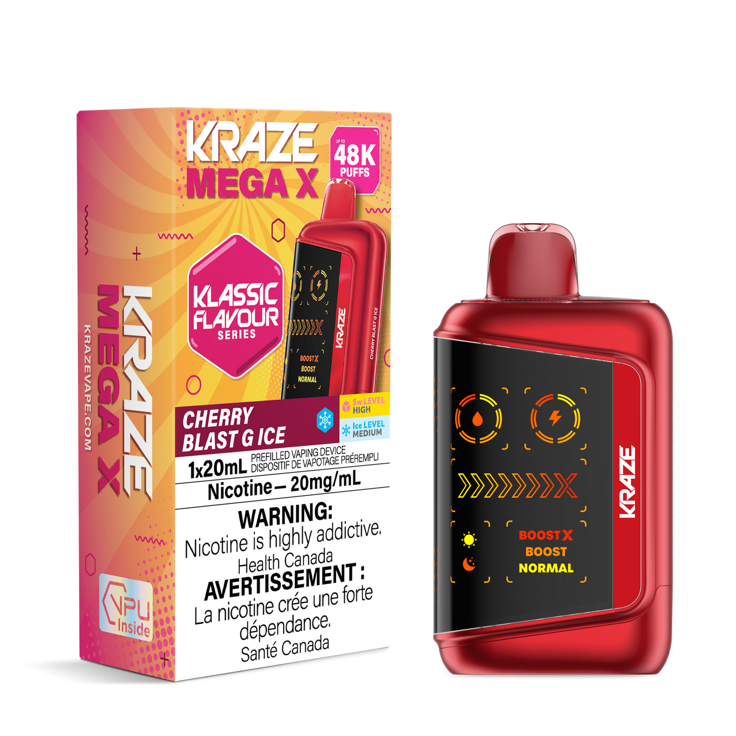 Kraze Mega X 48K Cherry Blast Ice 20mg/mL Disposable (Provincial)
