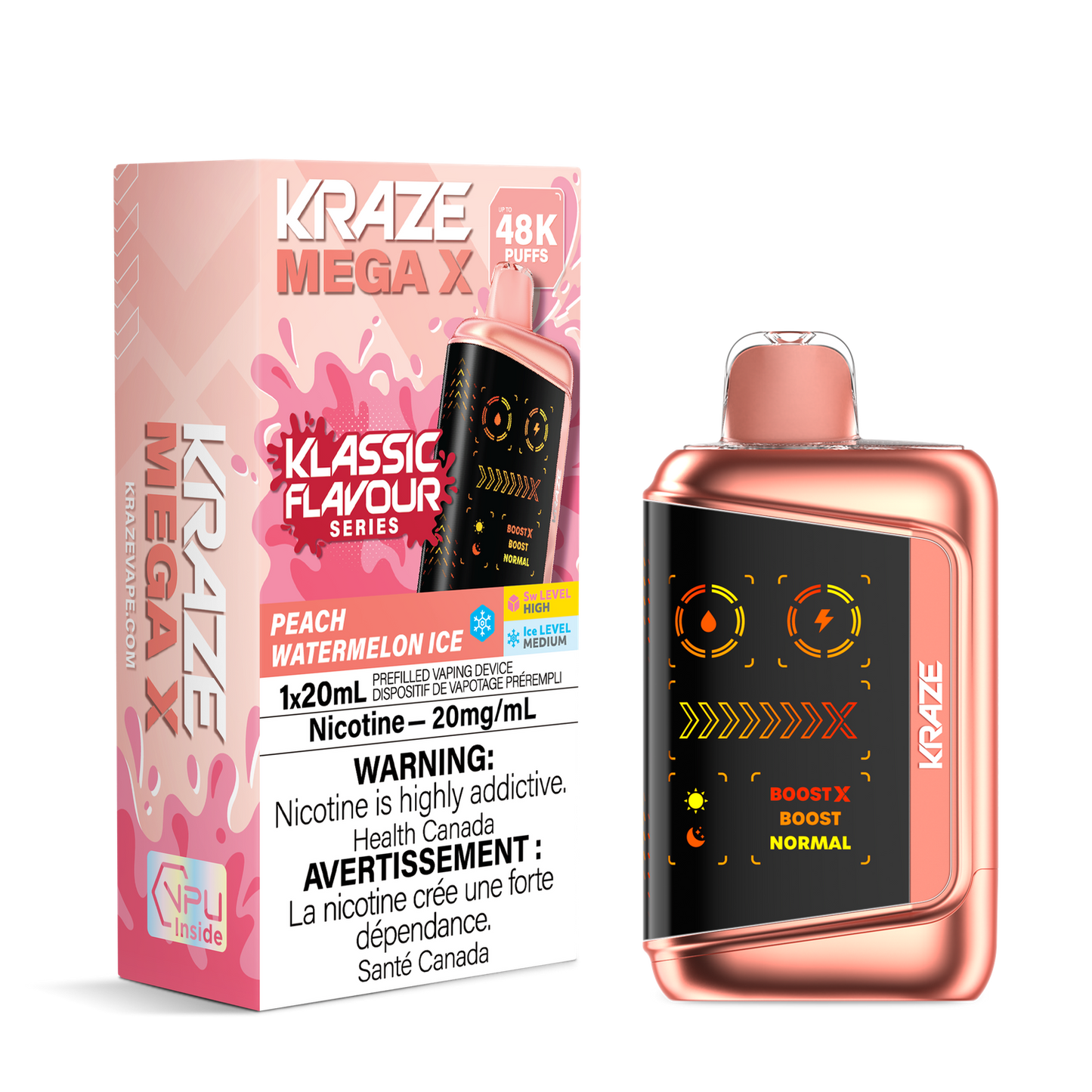 Kraze Mega X 48K Peach Watermelon Ice 20mg/mL Disposable (Provincial)