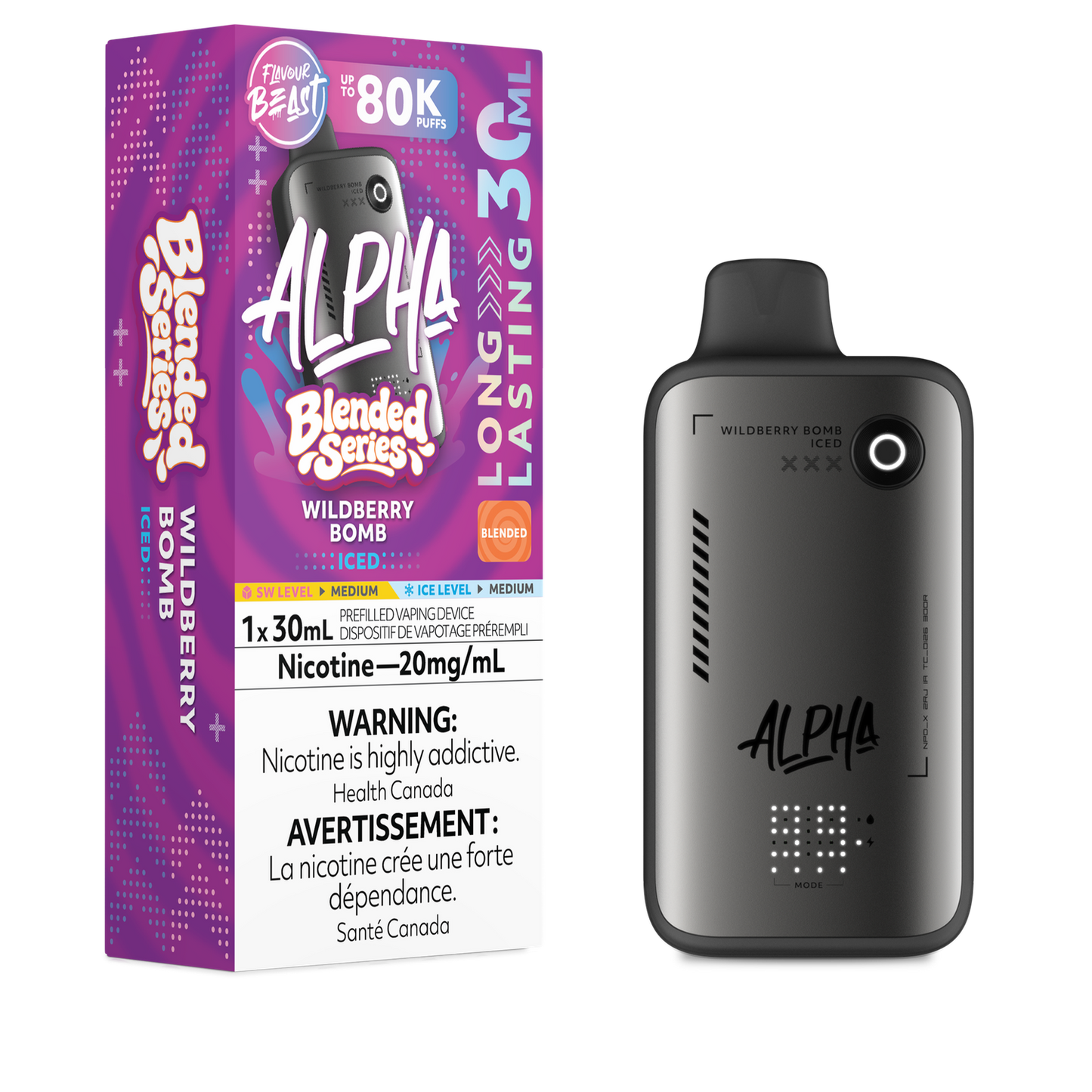 Flavour Beast Alpha 80K WildBerry Bomb Iced Blended Series 20mg/mL Disposable (Provincial)