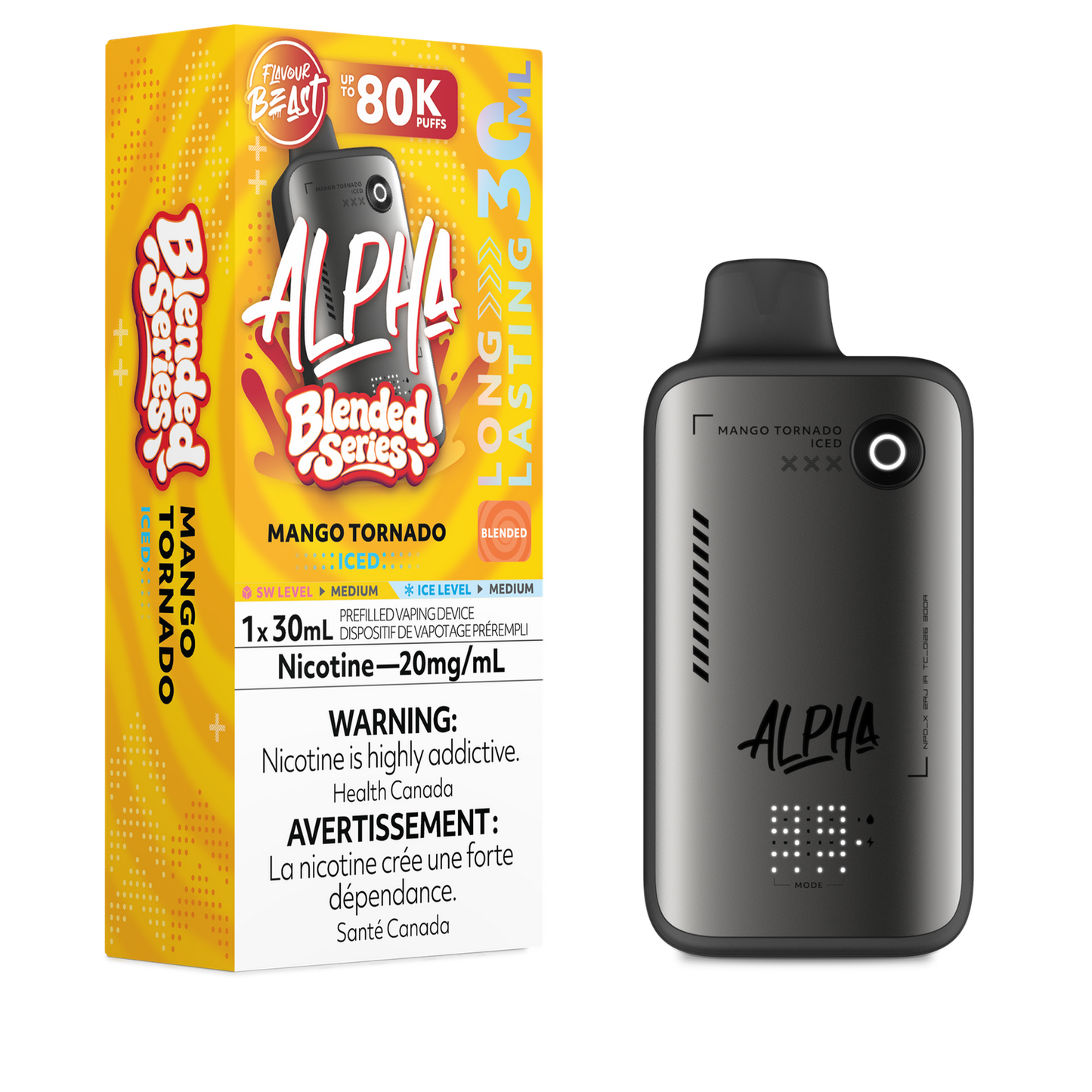 Flavour Beast Alpha 80K Mango Tornado Iced Blended Series 20mg/mL Disposable (Provincial)
