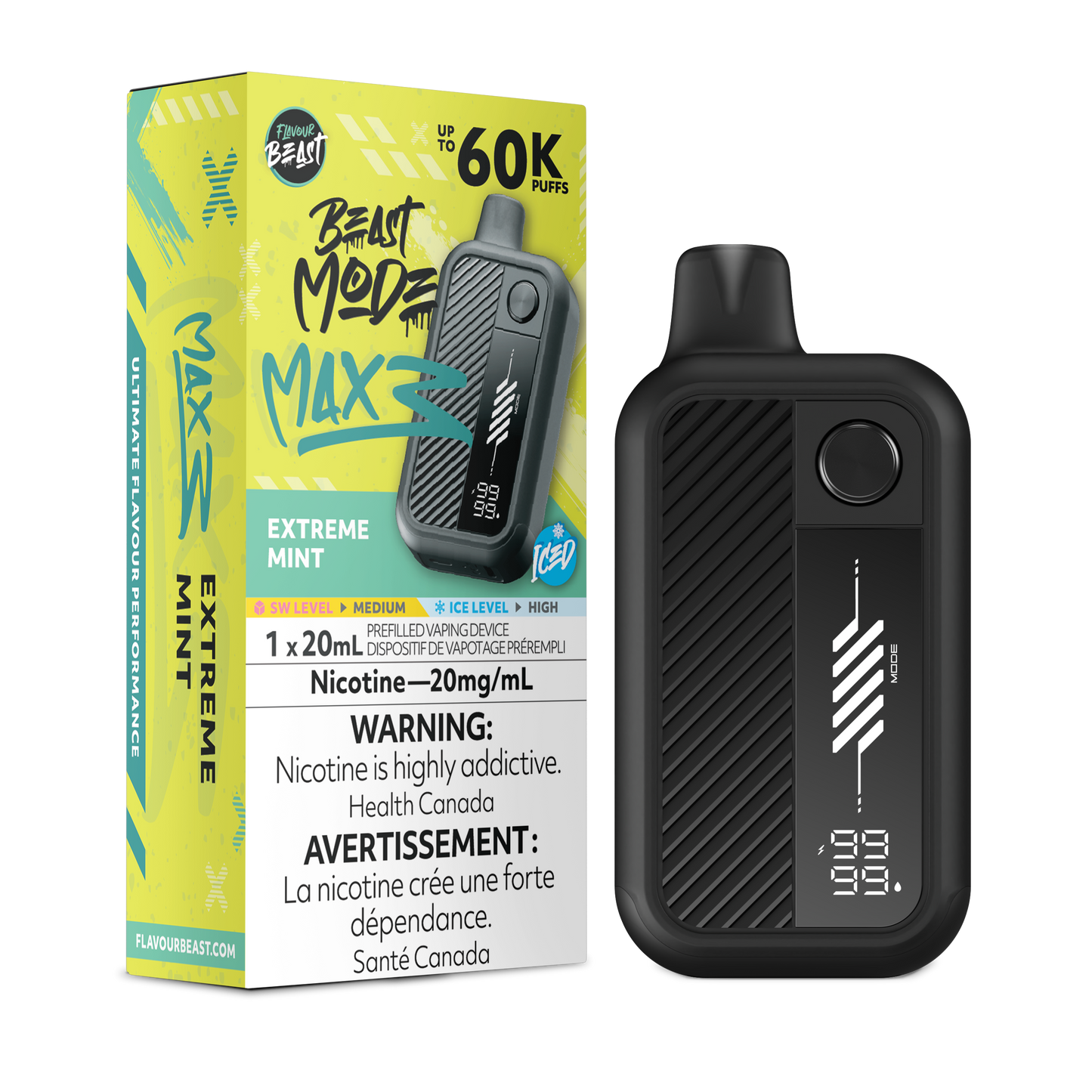 Flavour beast Mode Max 3 60K Extreme Mint Iced Disposable (Provincial)