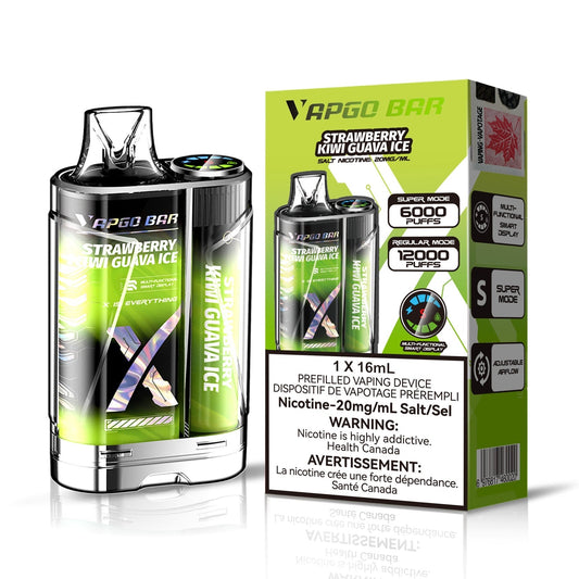 Vapgo Bar 6000/12000 Strawberry Kiwi Guava Ice 20mg/ml Disposable (Provincial)