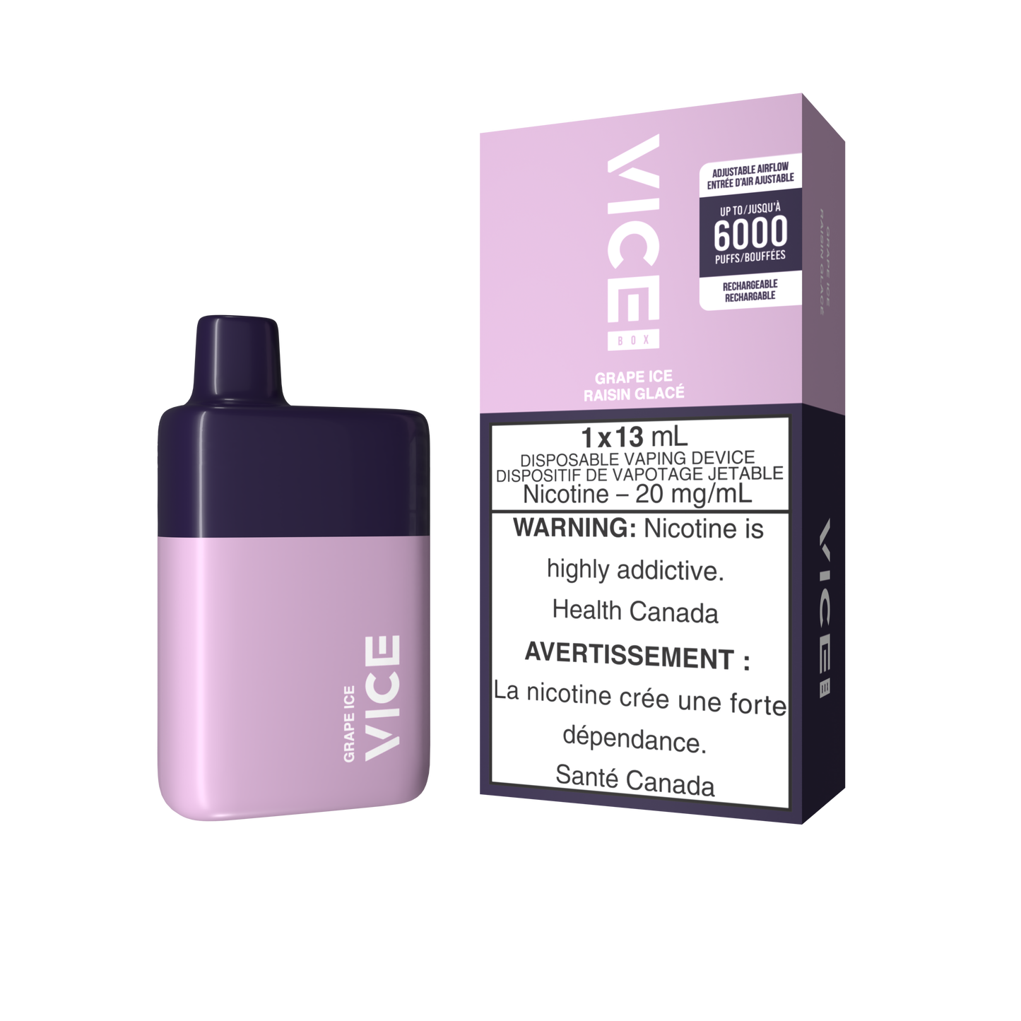 Vice Box 6000 Grape Ice 20mg/mL disposable(Provincial)