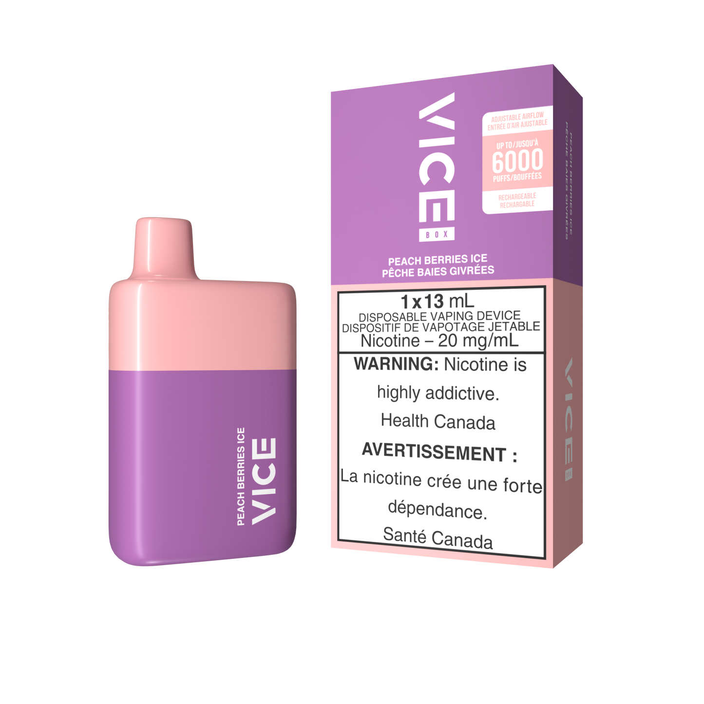 Vice Box 6000 Peach Berries Ice 20mg/mL disposable (Provincial)