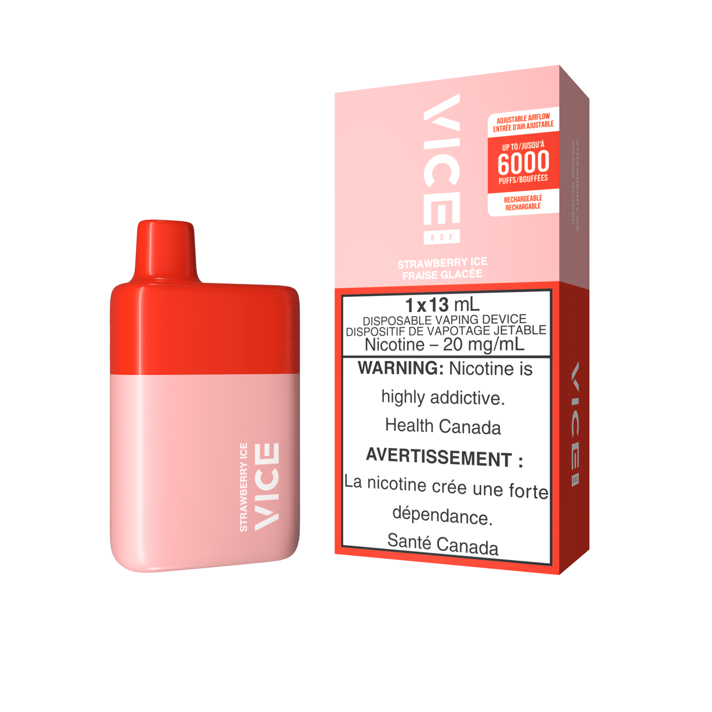 Vice Box 6000 Strawberry Ice 20mg/mL disposable (Provincial)