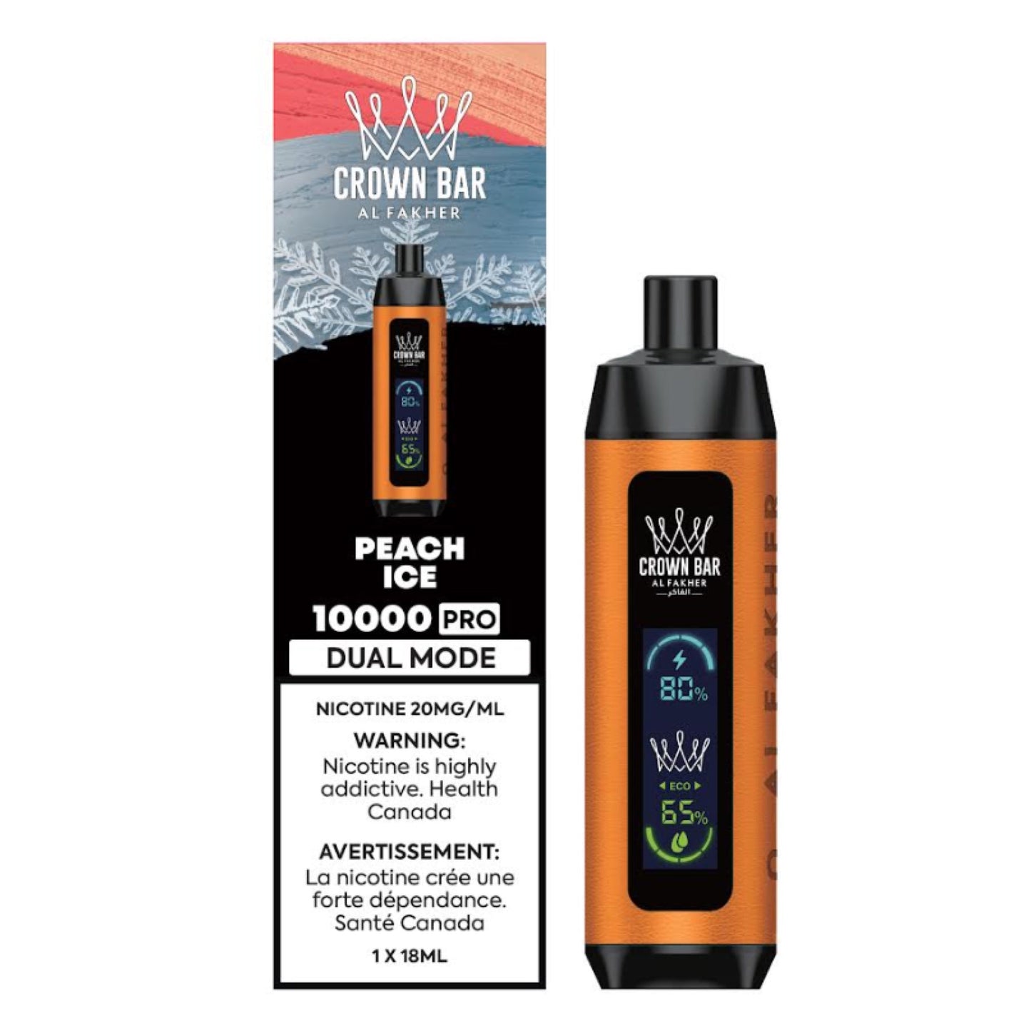 Crown Bar Al Fakher 10K Peach ice 20mg disposable (Provincial)