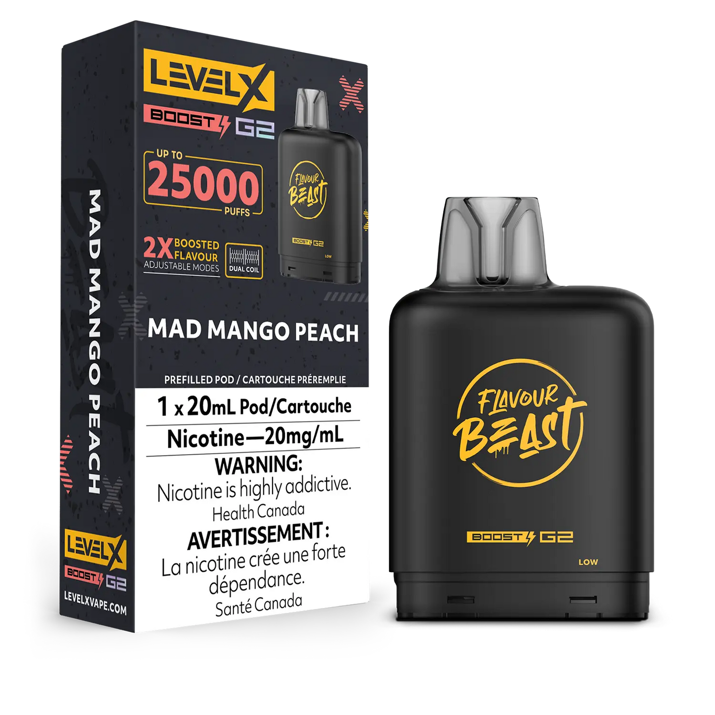 Flavour Beast LevelX Boost Pod G2 25K Mad Mango Peach 20mg (Provincial)