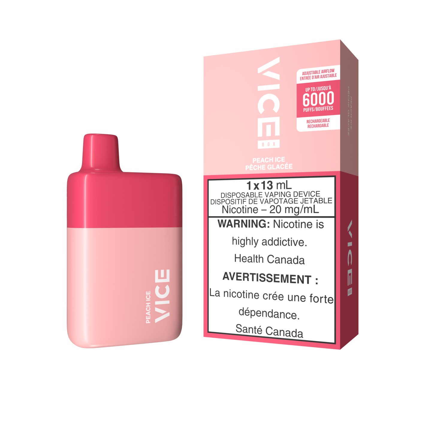 Vice Box 6000 Peach Ice 20mg/mL disposable (Provincial)