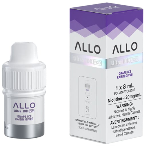 Allo Ultra 10k Grape Ice 20mg Pre-Filled Pod (Provincial)
