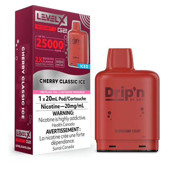 Drip’n LevelX Boost G2 25K Pod Cherry Classic Ice  20mg (Provincial)