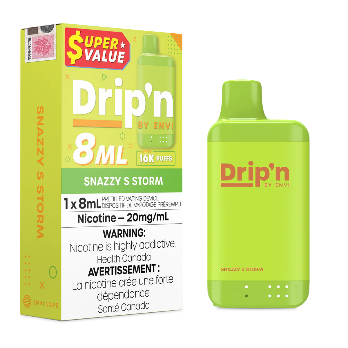 Drip’n by Envi 16k Snazzy S Storm 20mg/ml Disposable (Provincial)