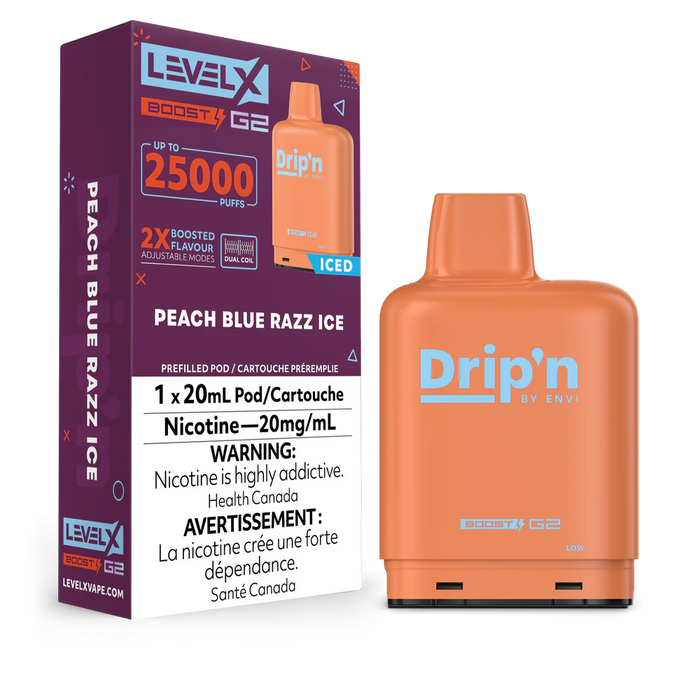 Drip’n LevelX Boost G2 25K Pod Peach Blue Razz Ice  20mg (Provincial)