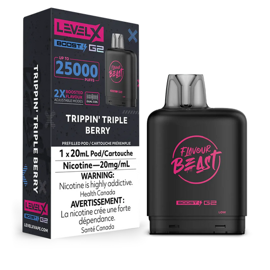 Flavour Beast LevelX Boost Pod G2 25K Trippin’ Triple Berry 20mg (Provincial)