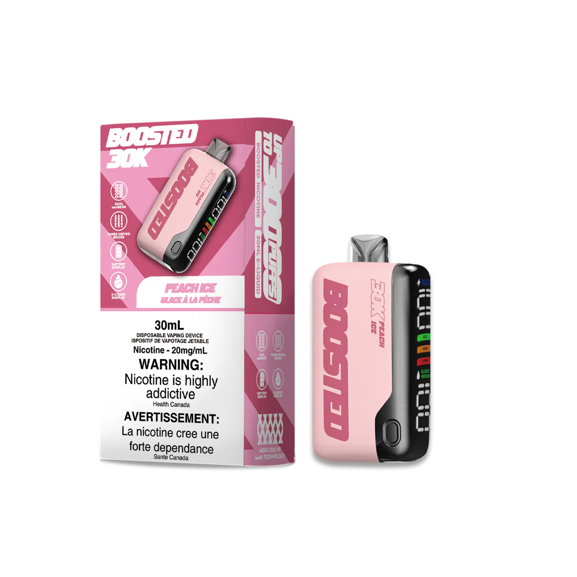 Boosted 30K Peach Ice 20mg/mL disposable (Provincial)
