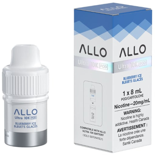 Allo Ultra 10k  Blueberry Ice 20mg Pre-Filled Pod (Provincial)