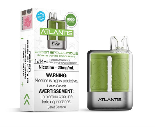 Atlantis By NZVN 8000 Green Applelicious 20mg disposable (Provincial)