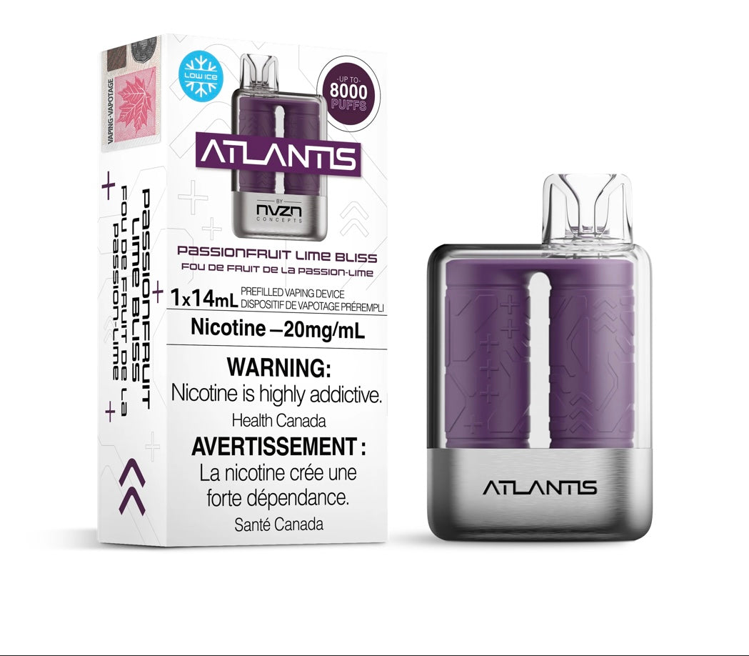 Atlantis By NZVN 8000 Passionfruit Lime Bliss 20mg disposable (Provincial)