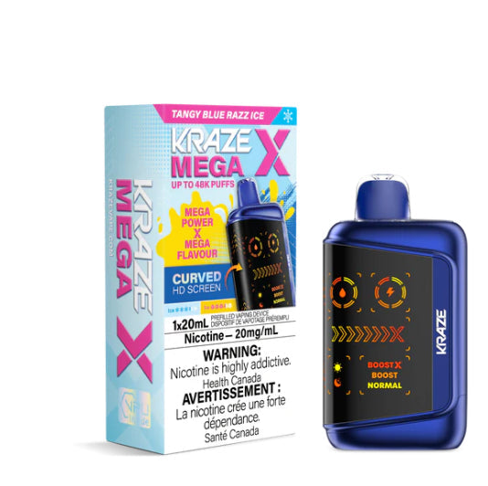 Kraze Mega X 48K Tangy Blue Razz Ice 20mg/mL Disposable (Provincial)