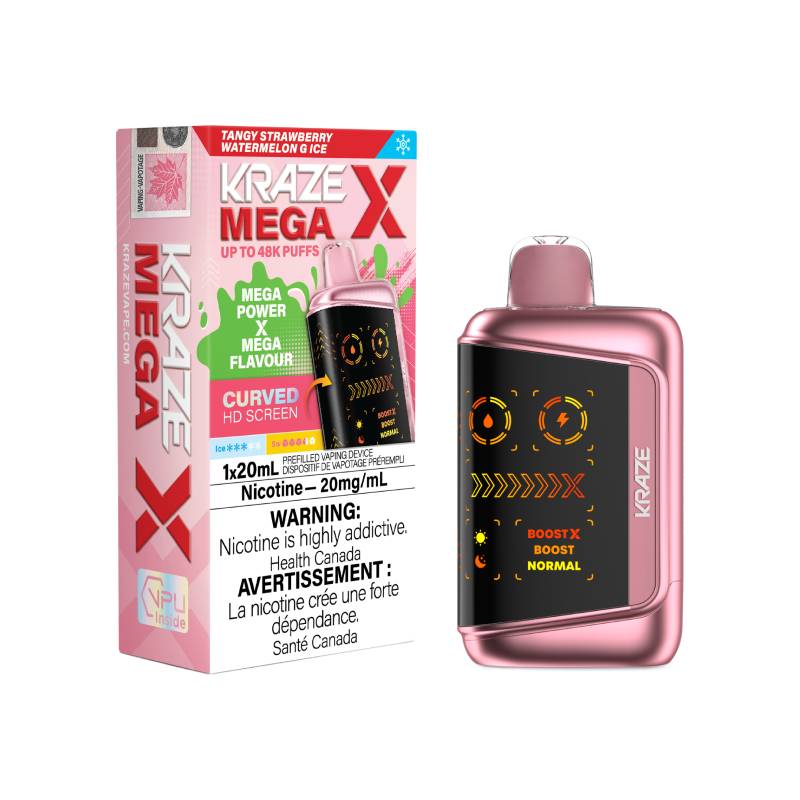 Kraze Mega X 48K Tangy Strawberry Watermelon Ice 20mg/mL Disposable (Provincial)