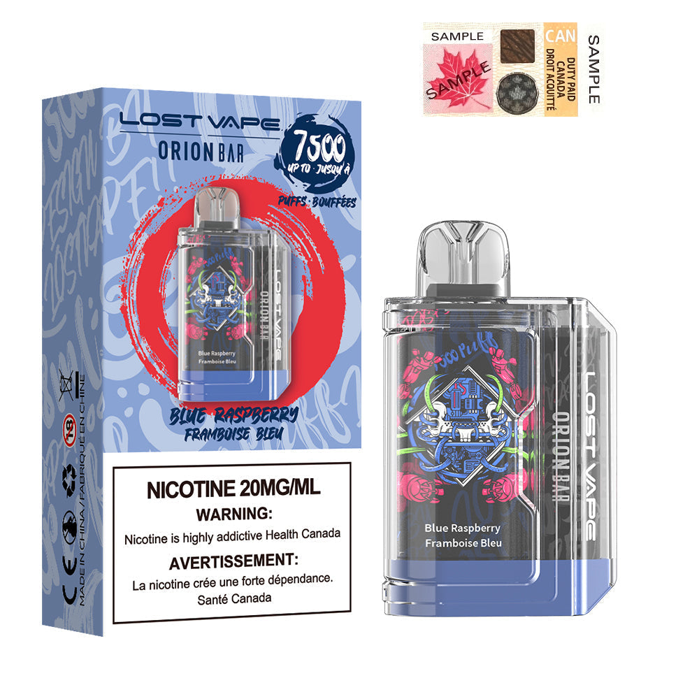 Lost Vape Orion Bar 7500 Blue Raspberry 20mg/mL disposable (Provincial)