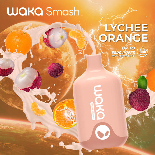 Waka Smash 12mL Lychee Orange 18mg/ml disposable (Provincial)
