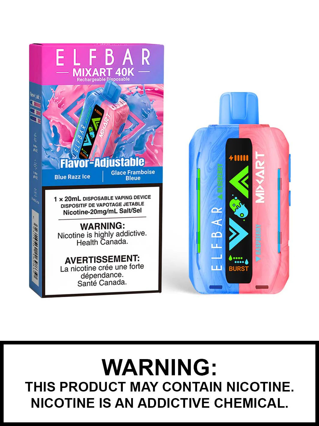 Elf Bar MixArt40k Blue Razz Ice 20mg disposable (Provincial)