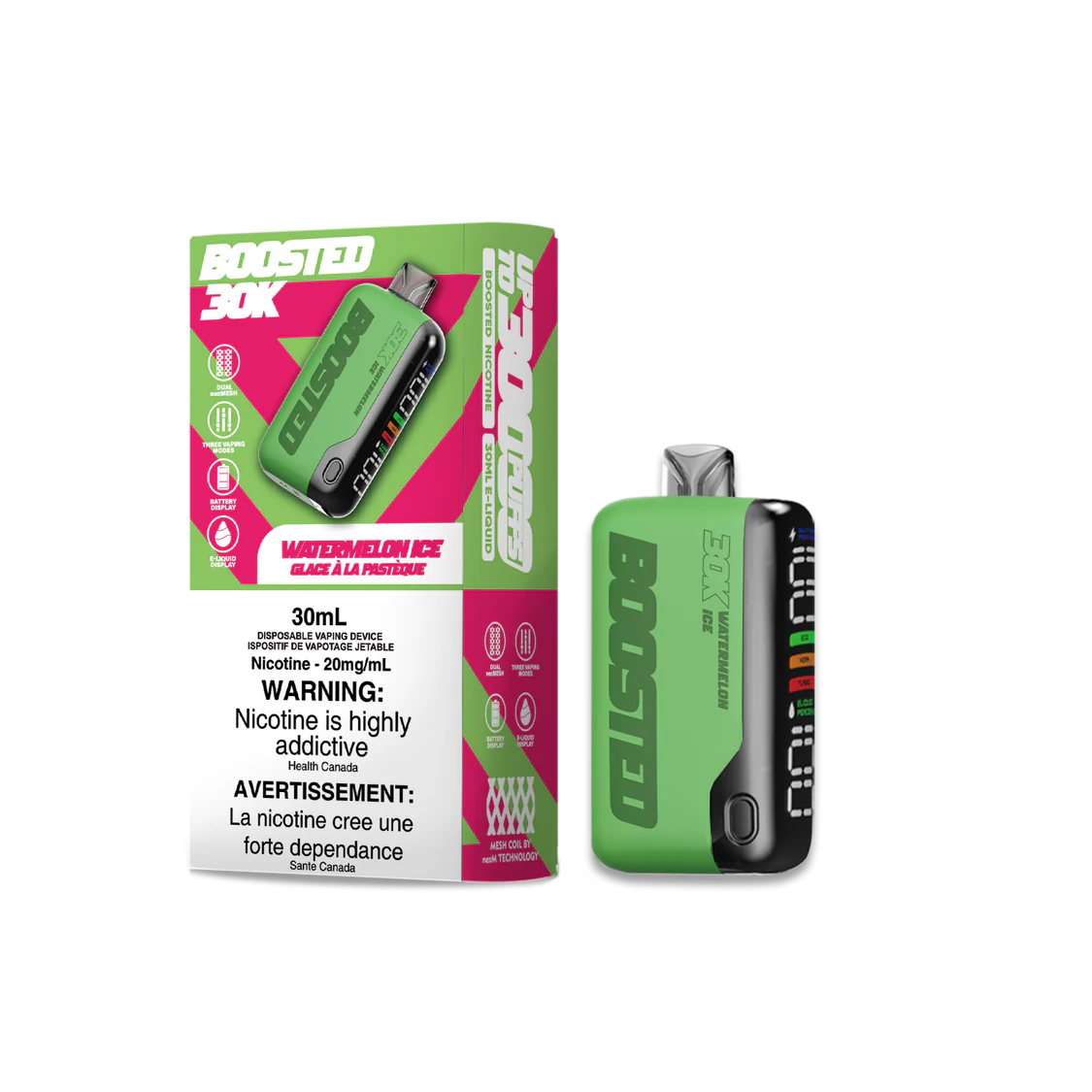 Boosted 30K Watermelon Ice 20mg/mL disposable (Provincial)