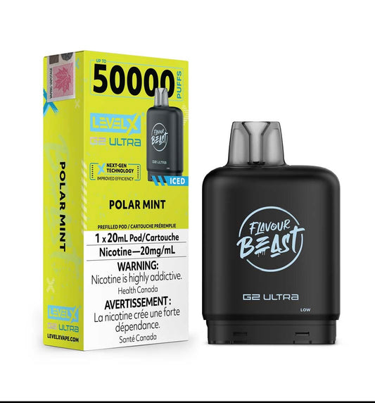 Flavour Beast Level X G2 Ultra Polar Mint Iced 50k Puffs Pod (Provincial)