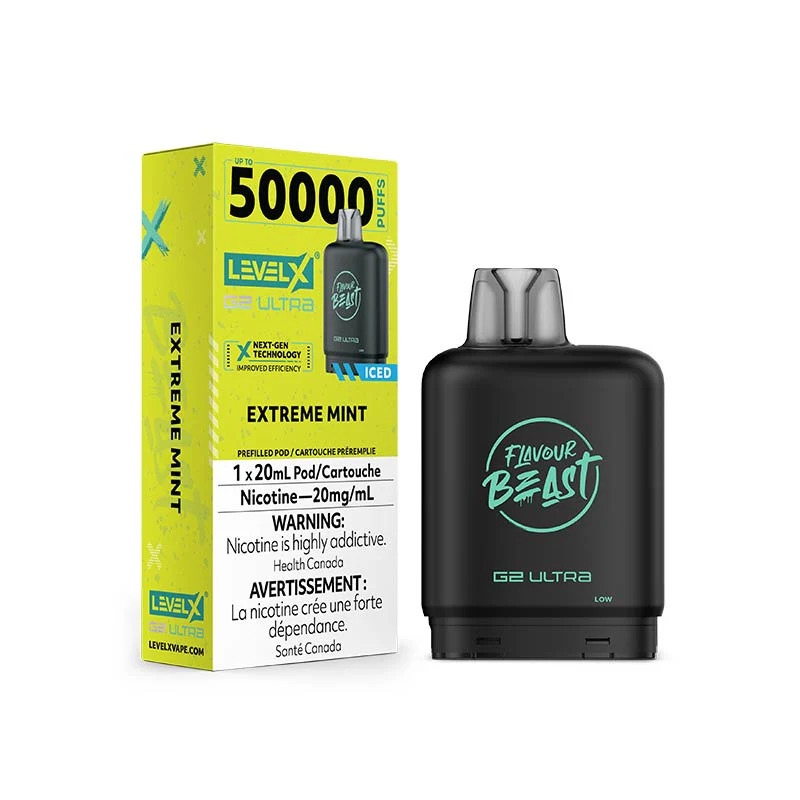 Flavour Beast Level X G2 Ultra pods Extreme Mint Iced 50k puffs 20mg (Provincial)